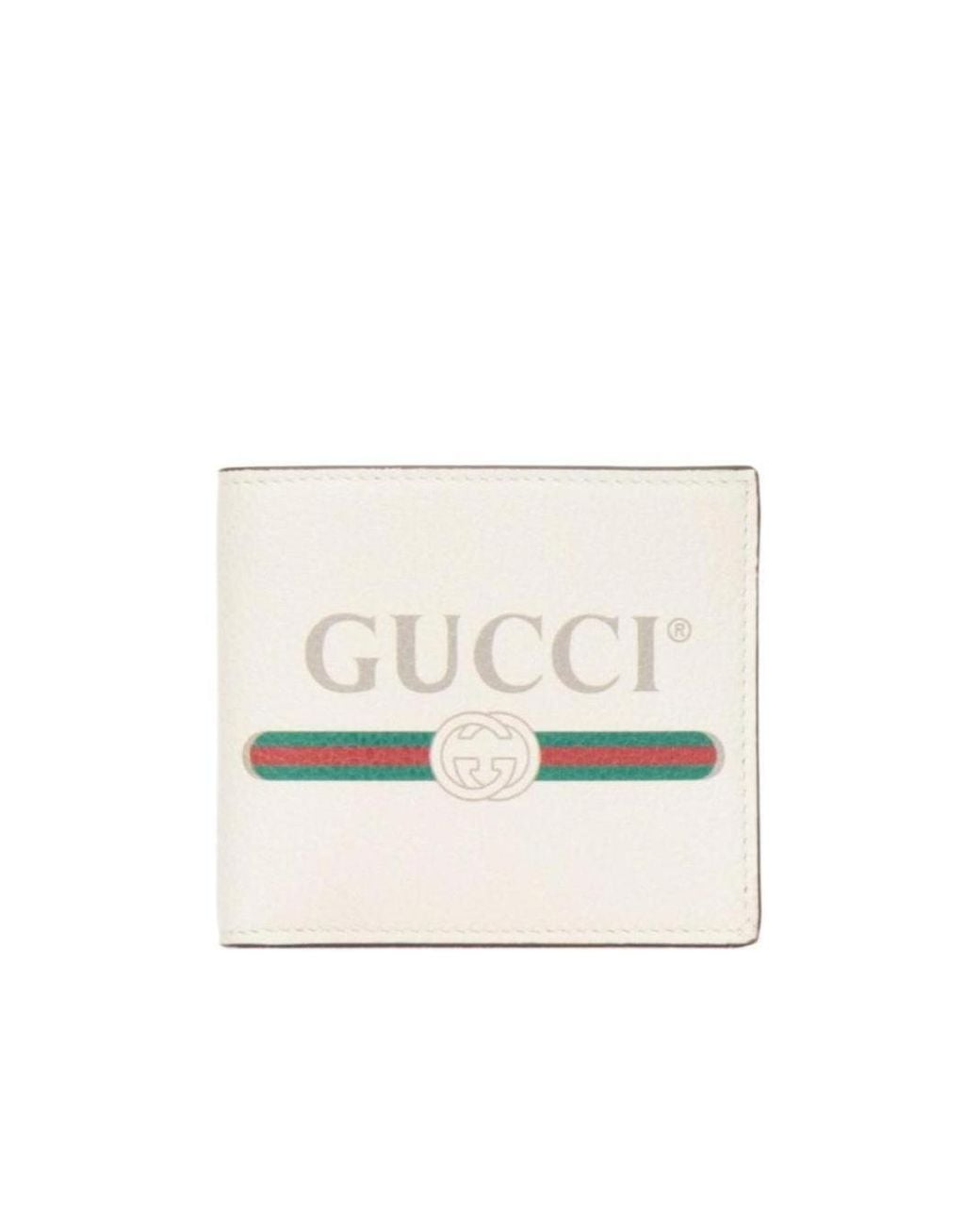 Gucci White Logo Printed Double Fold Wallet for men