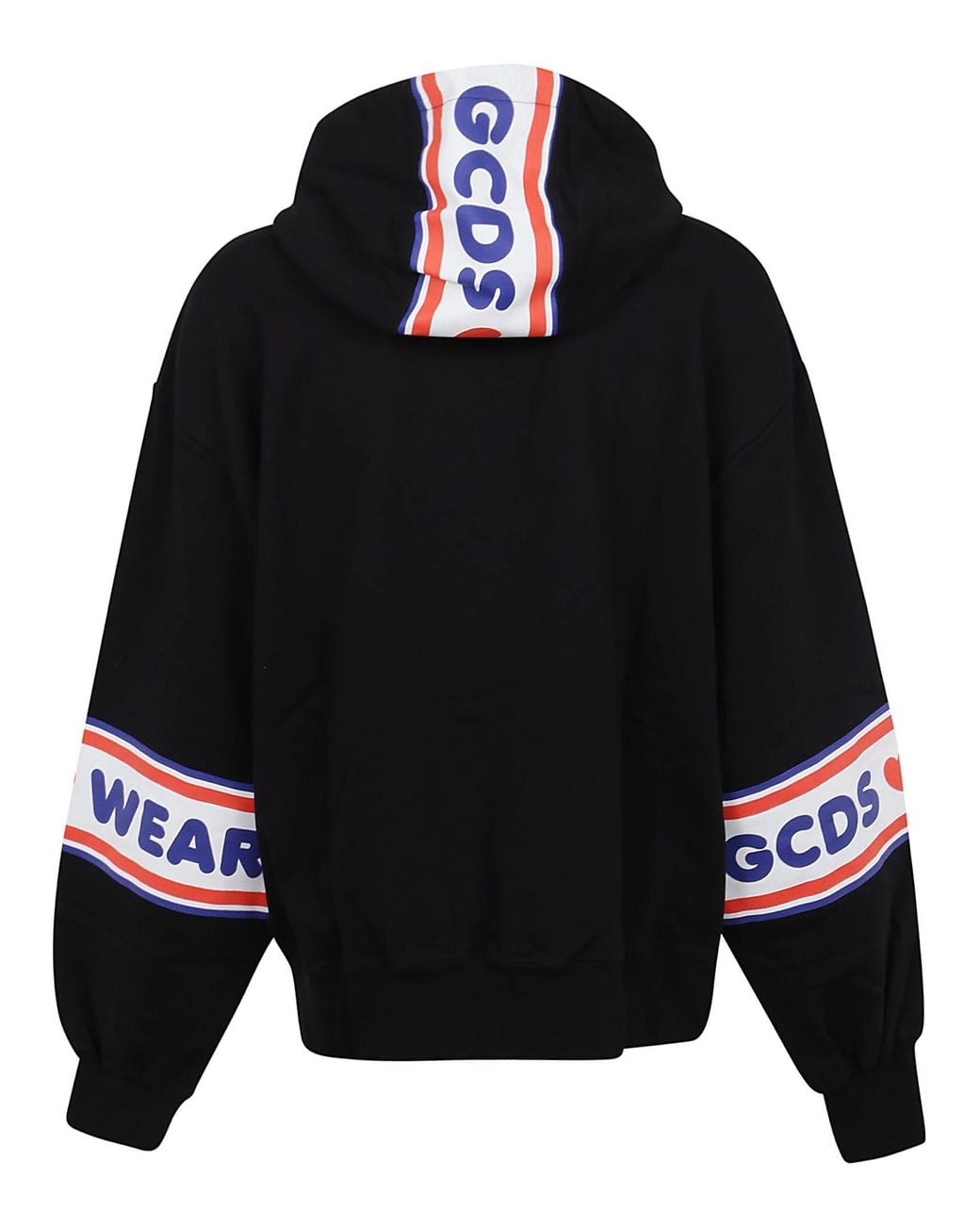 Gcds Blue Logo Tape Printed Hoodie for men