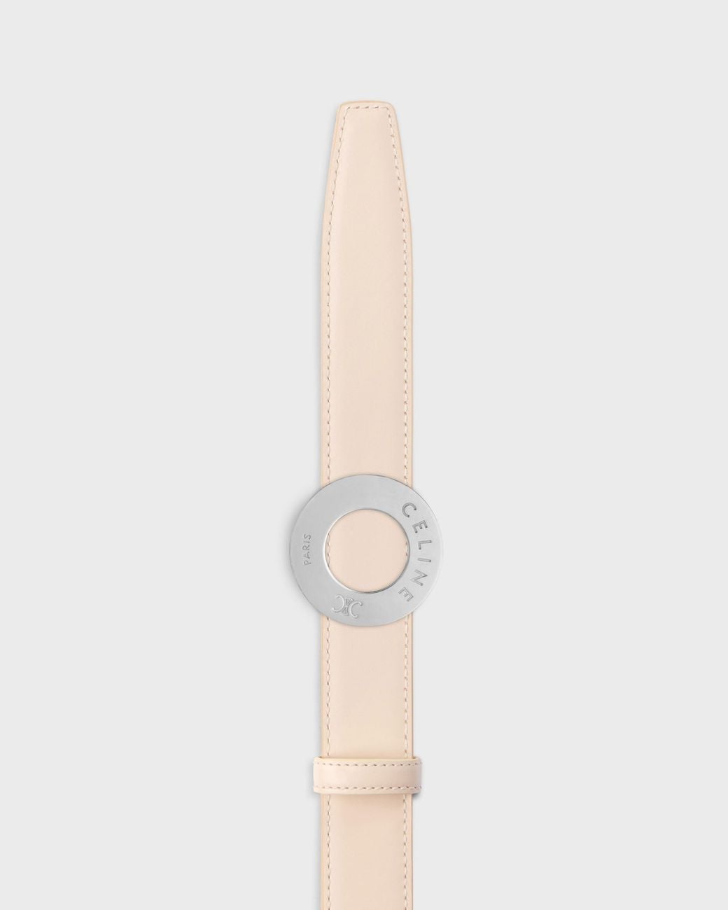 Céline White 25Mm Double-Sided Leather Belt With Disc Buckle