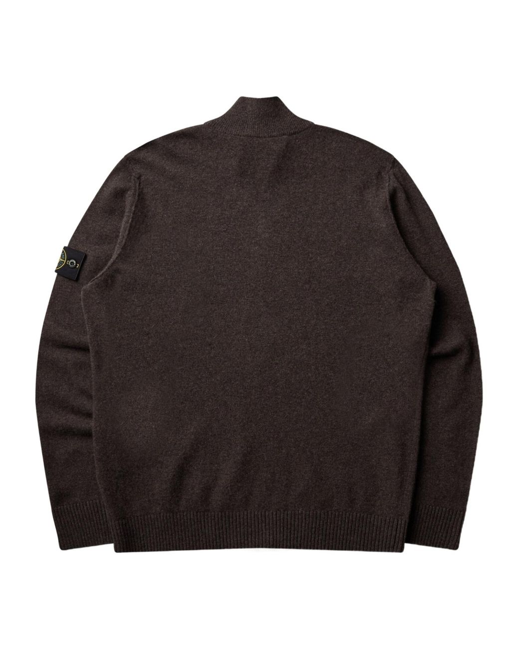 Stone Island Black Logo-Patch Zip-Up Wool Sweater for men