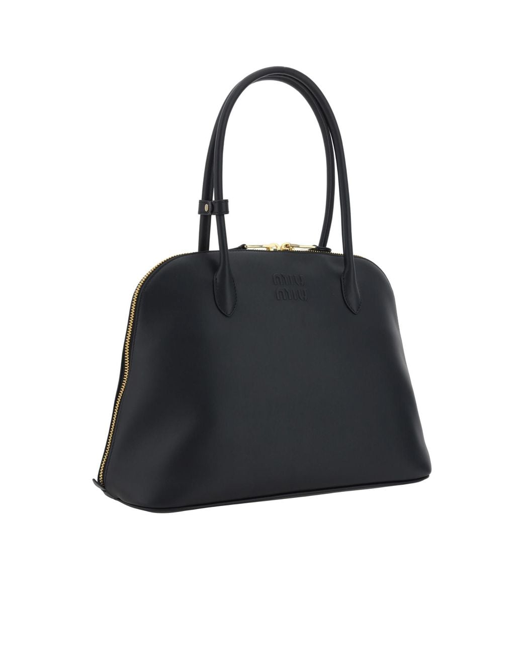 Miu Miu Black Logo-Embossed Zipped Shoulder Bag