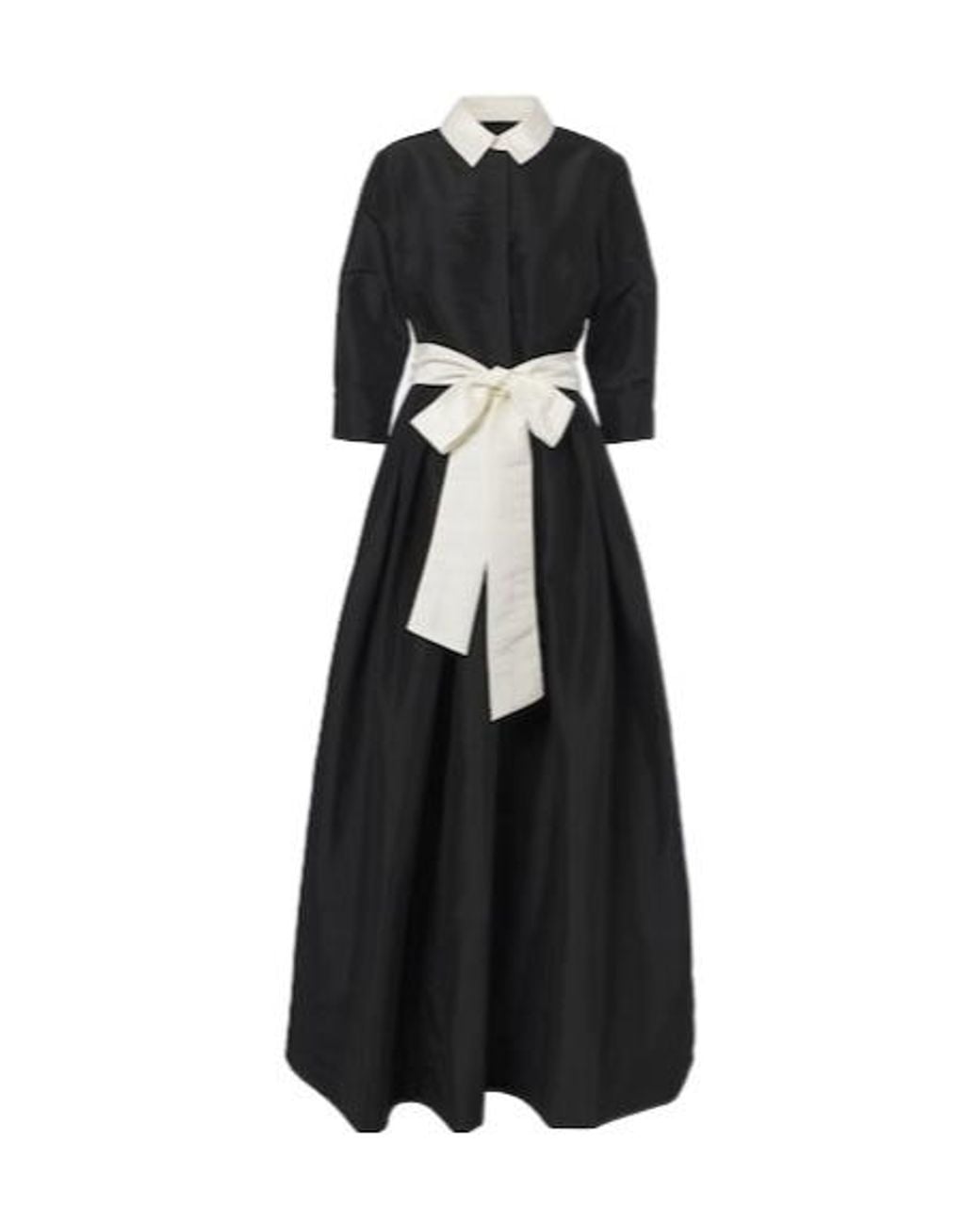 Jonathan Simkhai Black Bow-Detail Pleated Taffeta Gown