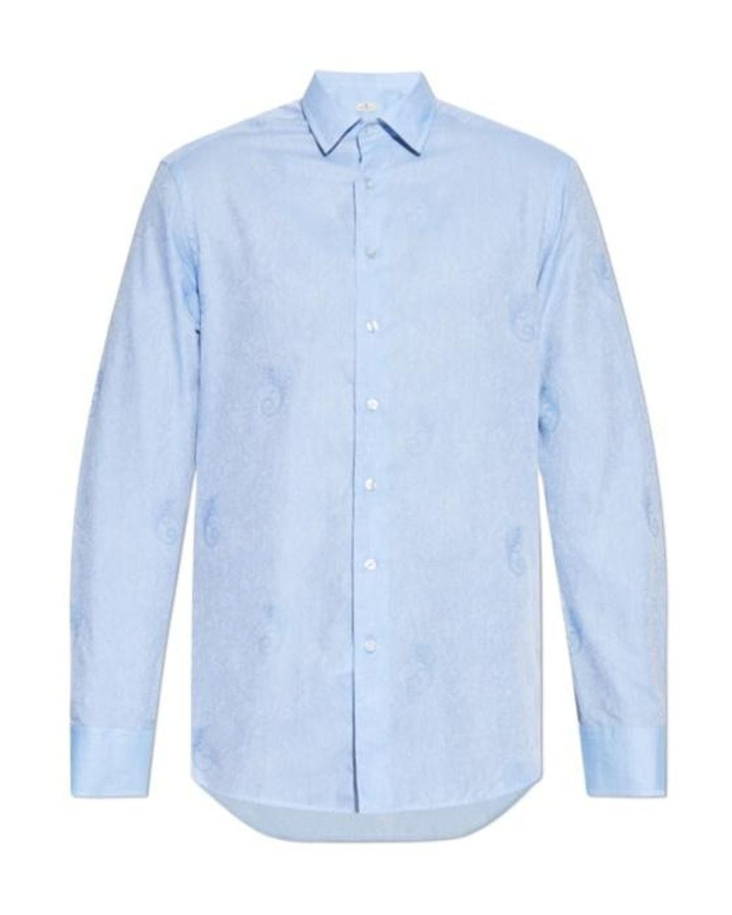 Etro Blue Gecko-Motif Jacquard Shirt for men