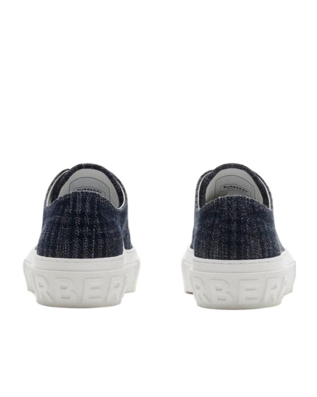 Burberry Blue Checked Low-Top Sneakers