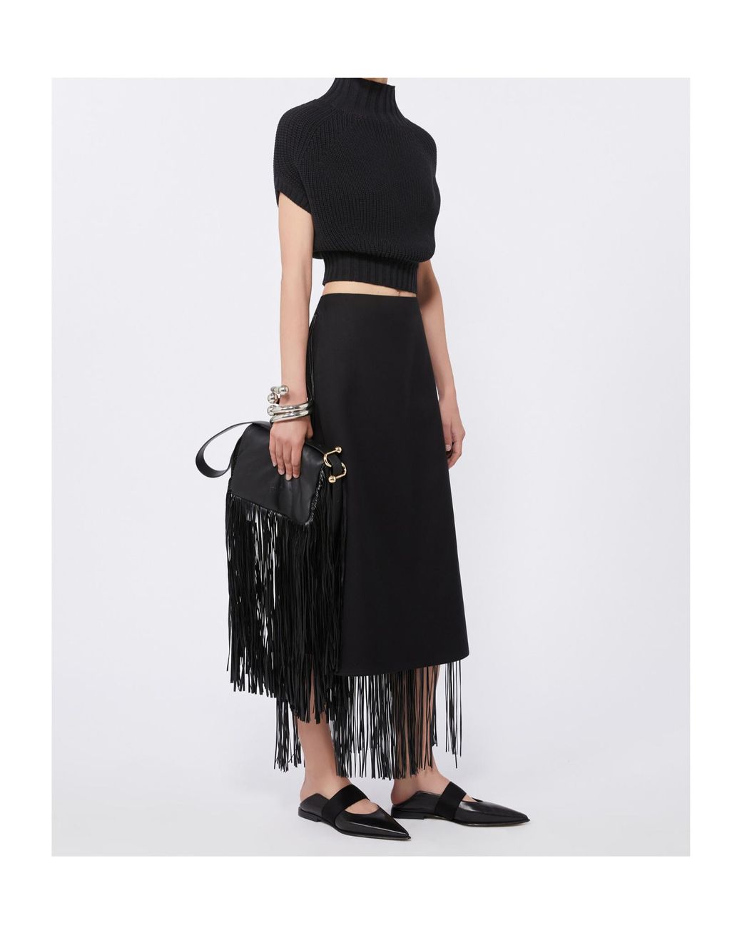 Sportmax Black Fringed Skirt