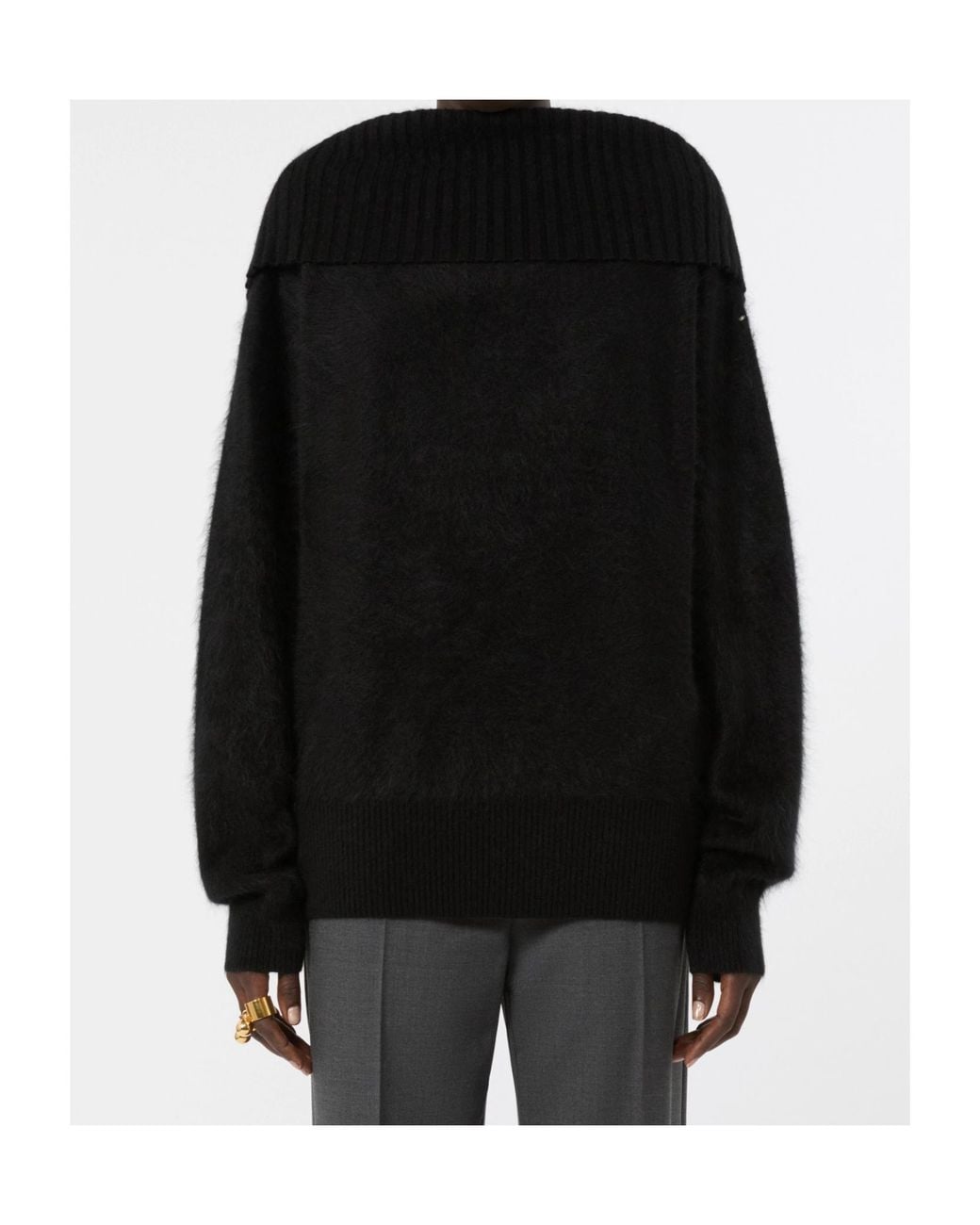Sportmax Black Brushed Wool Sweater With A Low-Cut Back