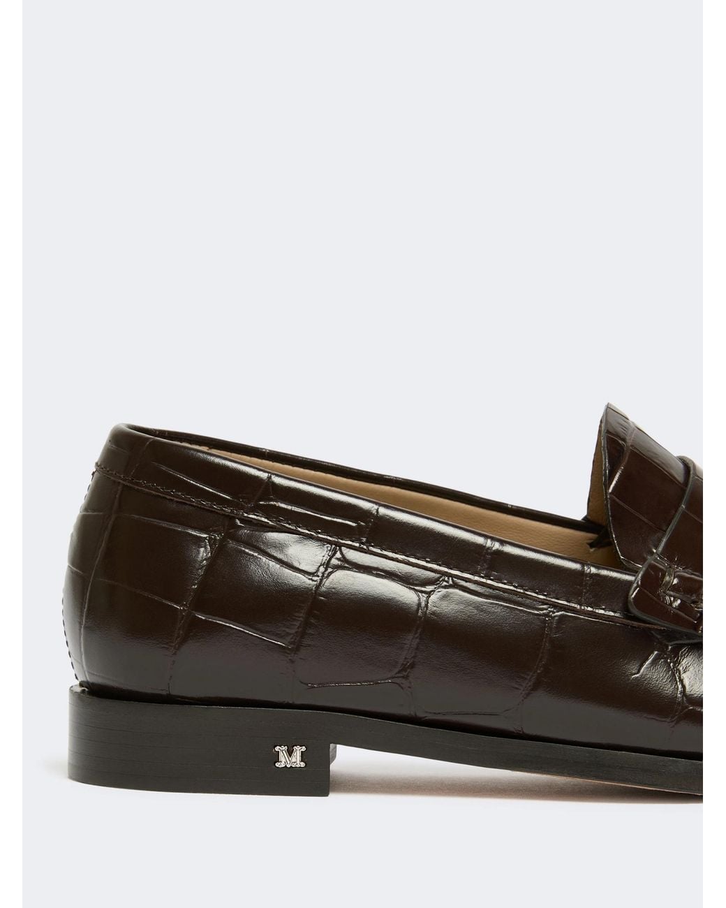 Max Mara Black Crocodile-Embossed Loafers