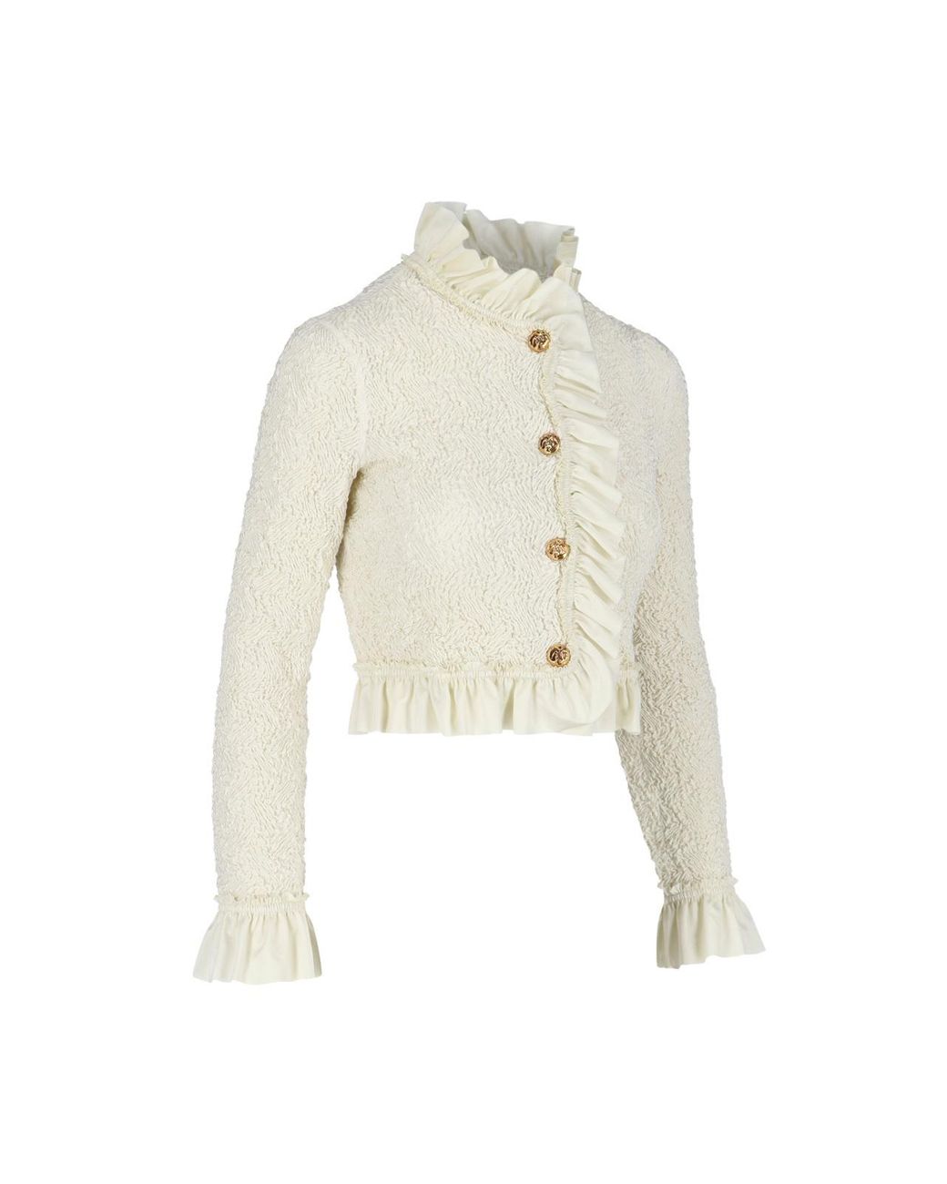Alexander Wang White Ruffle-Trim Smocked Jacket