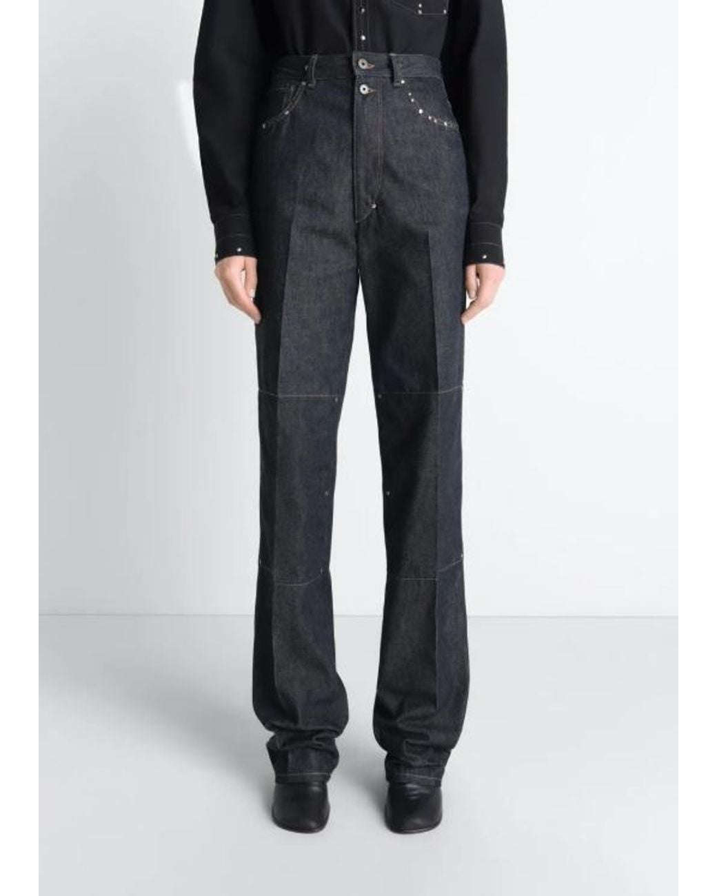 Lemaire Gray Panelled Studded Trousers