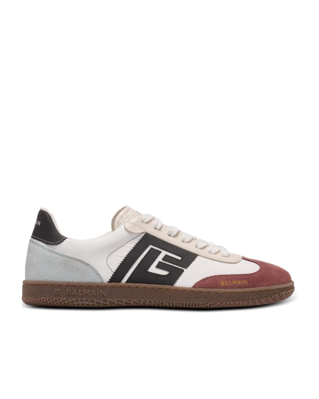 Balmain Brown Swan Suede And Nylon Trainers for men