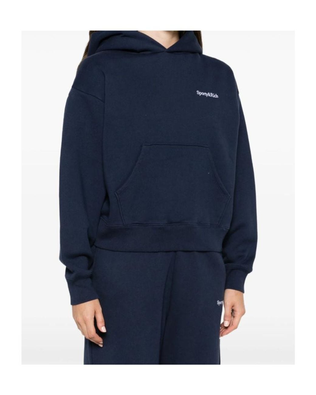 Sporty & Rich Blue Long-Sleeved Hooded Sweatshirt