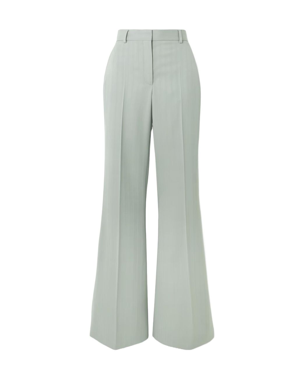 Stella McCartney Gray Striped Wool-Jacquard Flared Pants