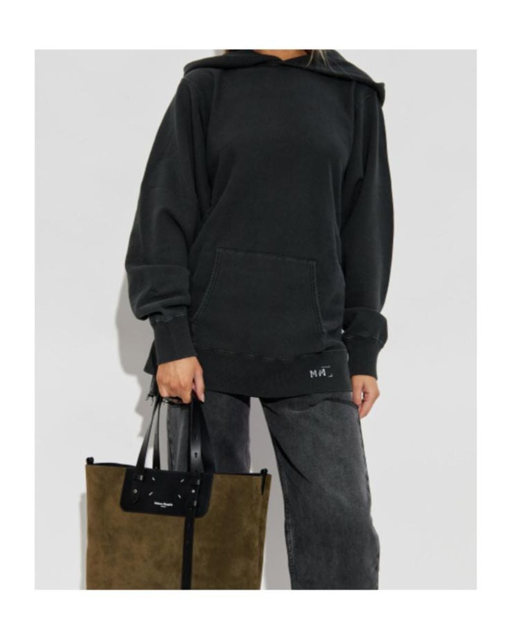 Maison Margiela Black Logo Printed Oversized Hoodie