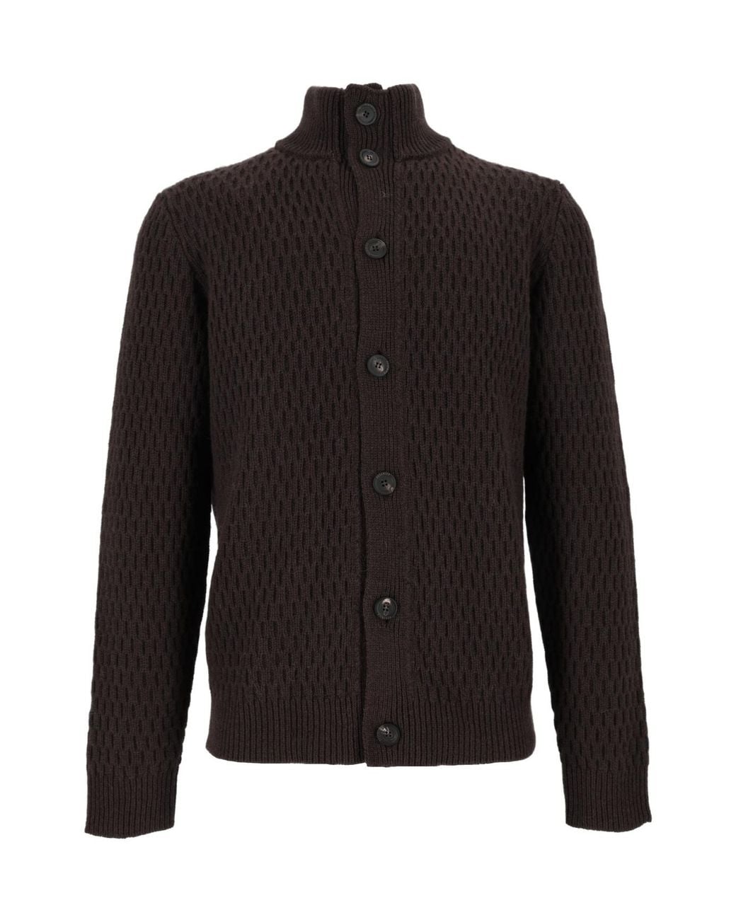 Peserico Black Long-Sleeved Button-Up Cardigan for men