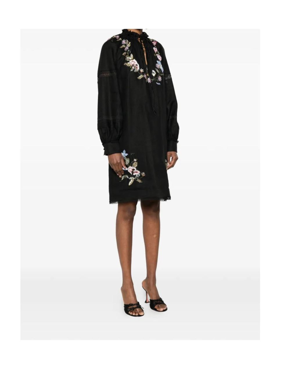 Valentino Black Floral Embroidered Dress