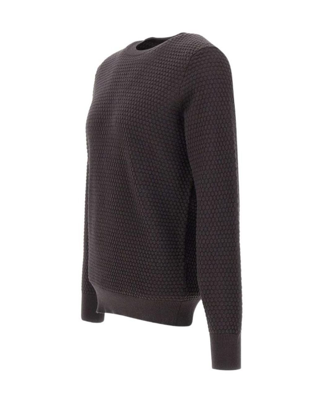 Kangra Cashmere Blue Kangra Textured Crew-Neck Knitted Jumper for men
