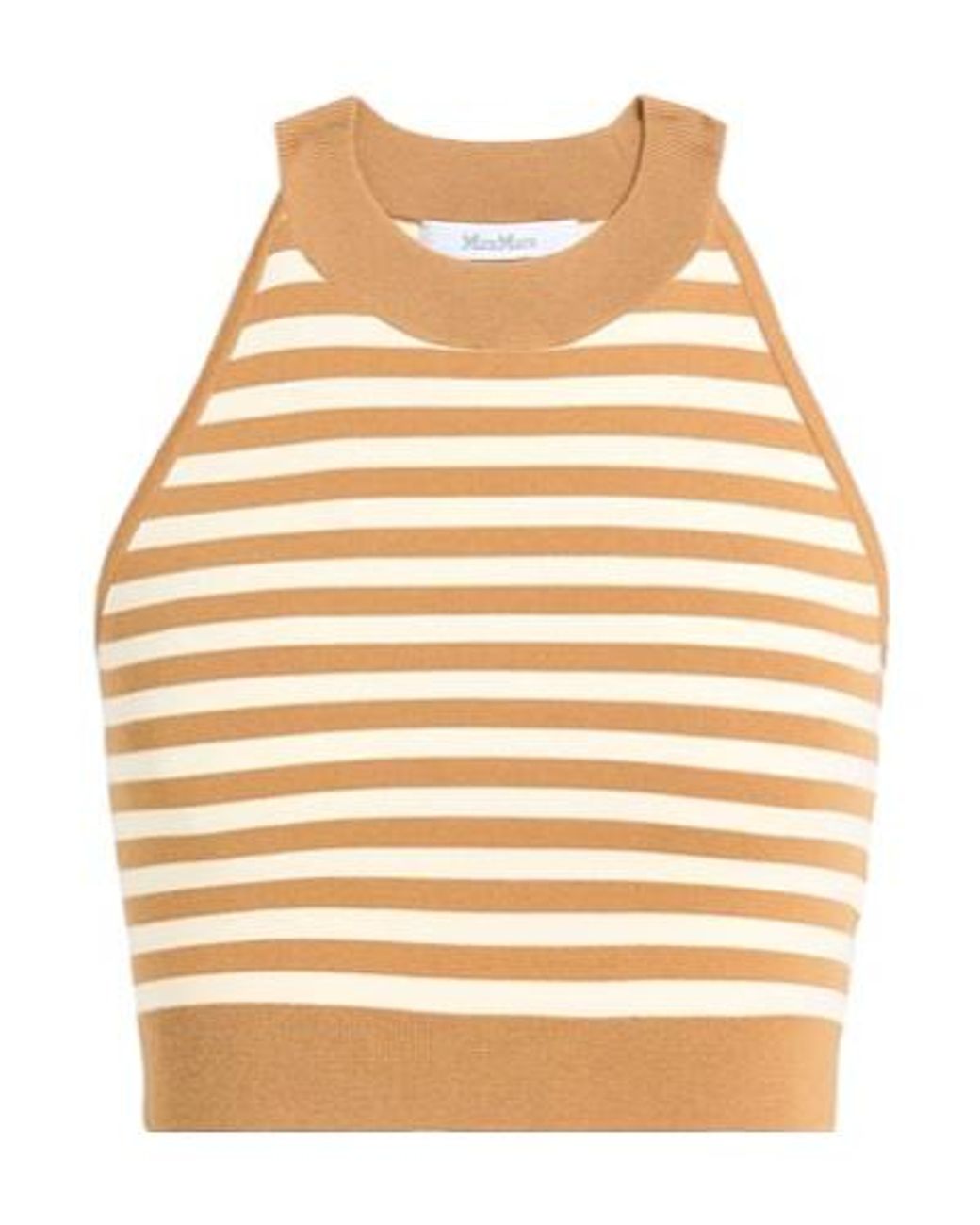 Max Mara Natural Striped Knit Sleeveless Top