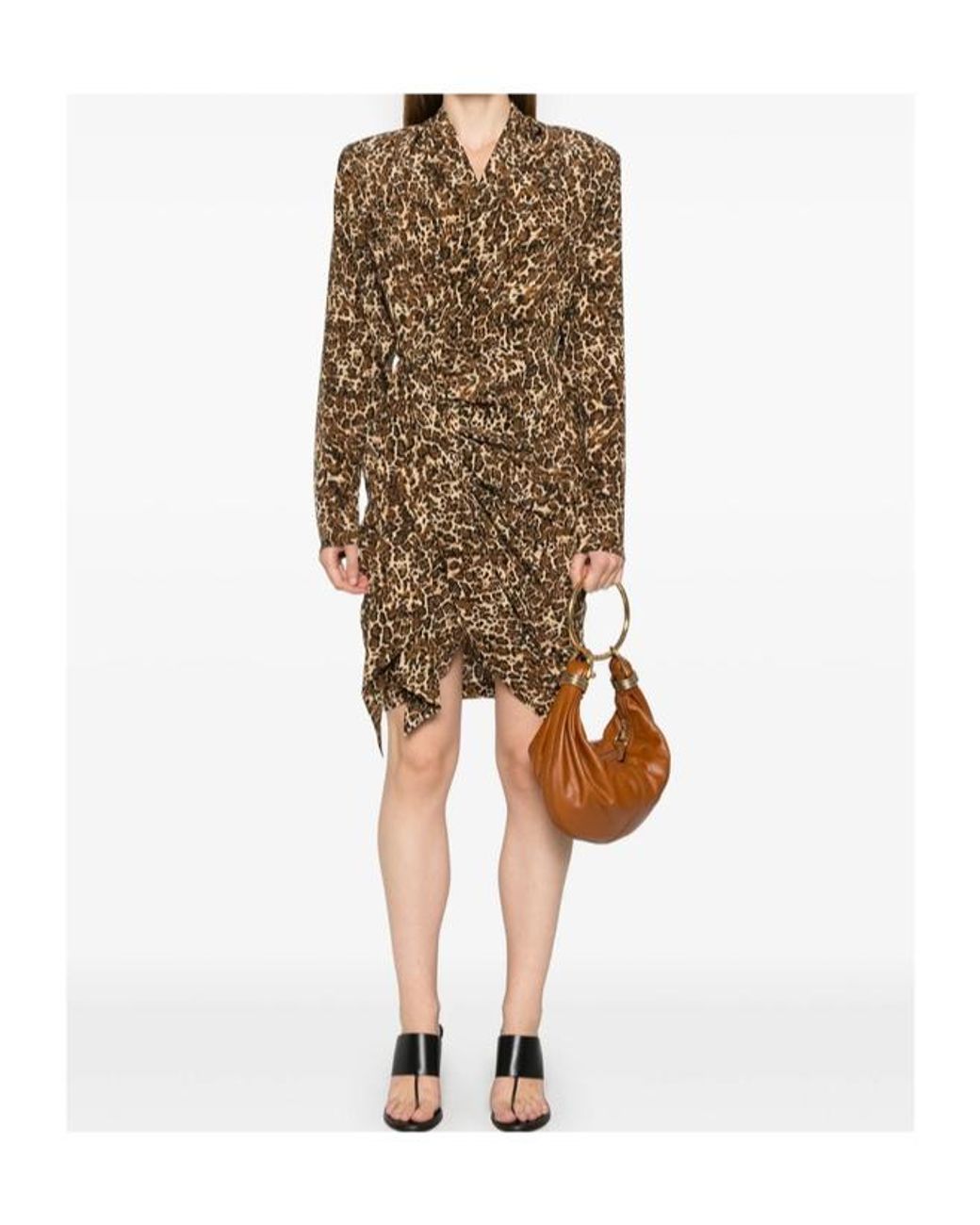 Isabel Marant Brown Patterned Long-Sleeved Dress
