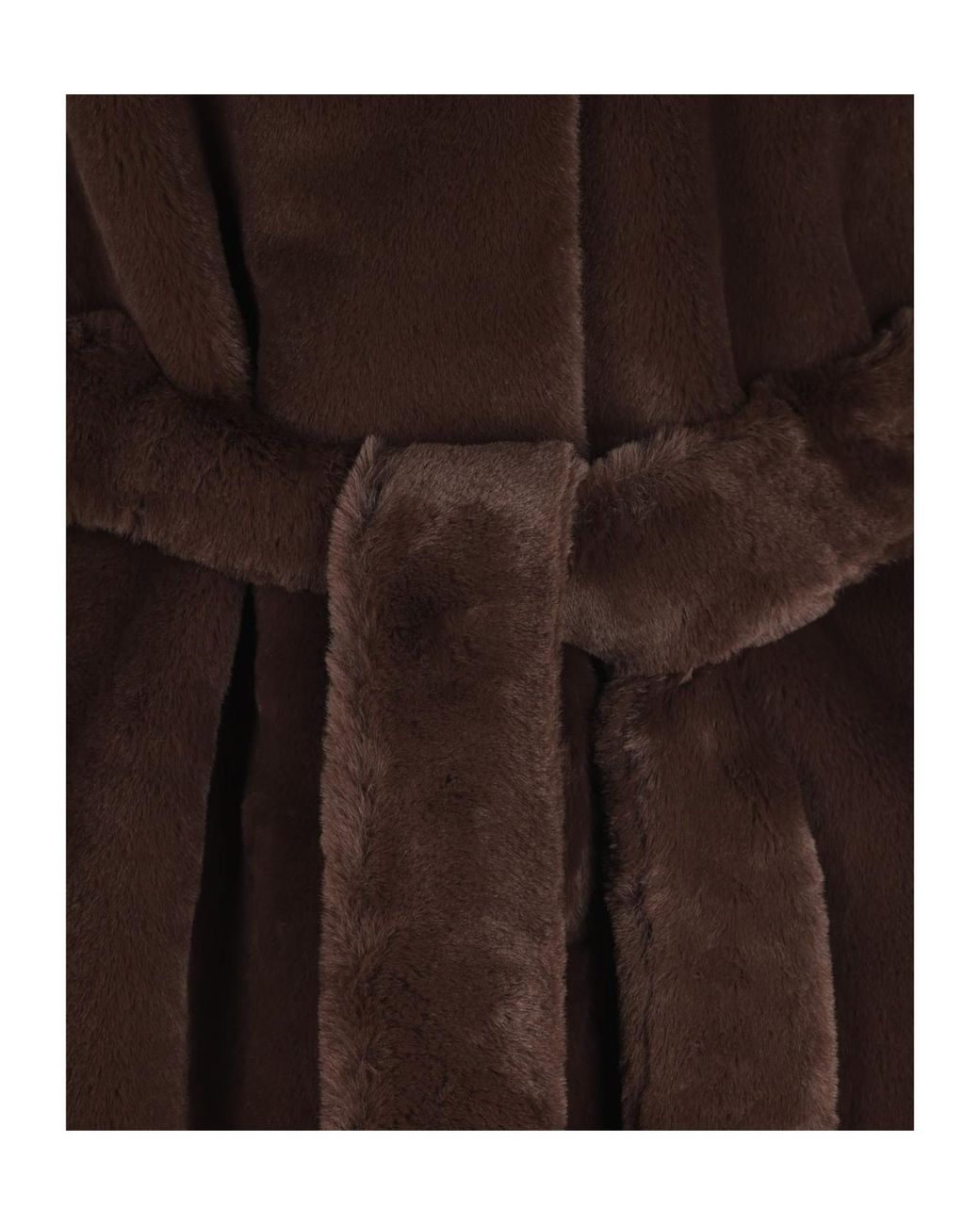 Herno Brown Belted Faux Fur Long Coat