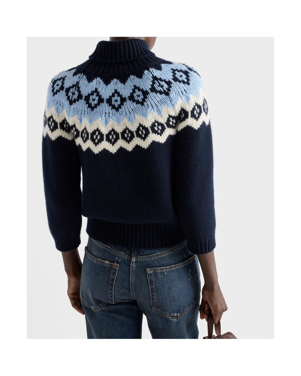 Prada Blue Roll-Neck Knitted Jumper