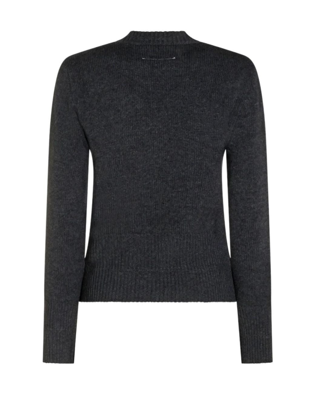 MM6 by Maison Margiela Black Long-Sleeved Crewneck Jumper