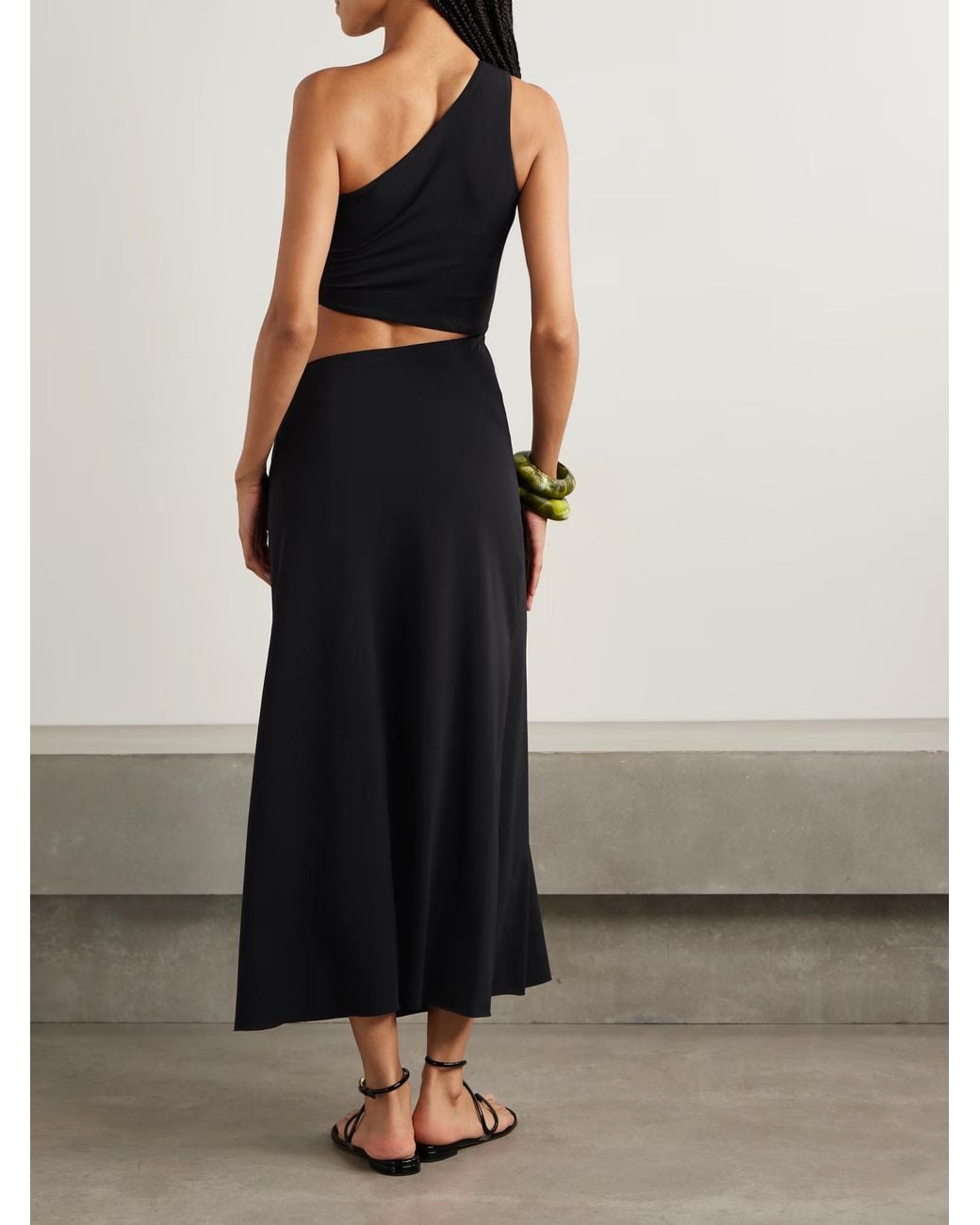 Eres Black Legende One-Shoulder Embellished Cutout Stretch-Jersey Maxi Dress