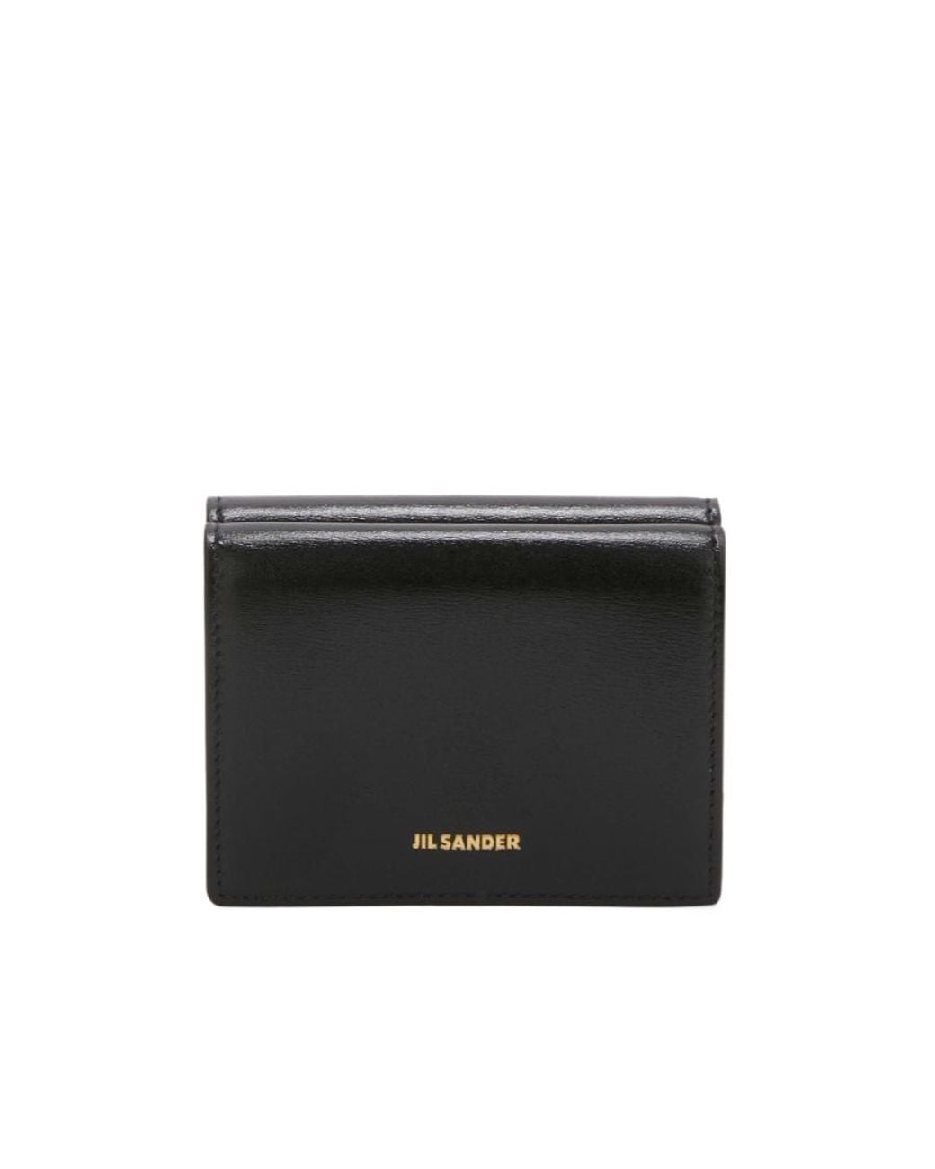 Jil Sander Black Logo Detailed Tri-Fold Wallet