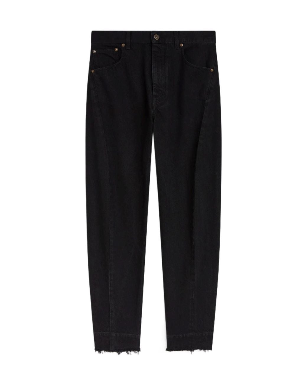 Phoebe Philo Black Fringed Edge Straight-Leg Jeans
