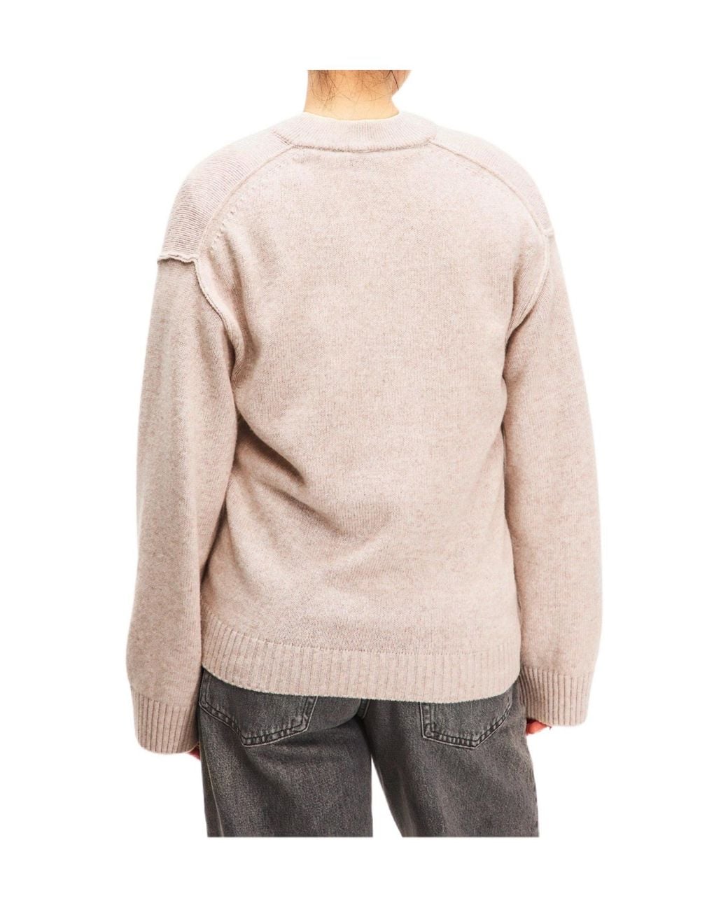 Ganni Natural V-Neck Knit Sweater