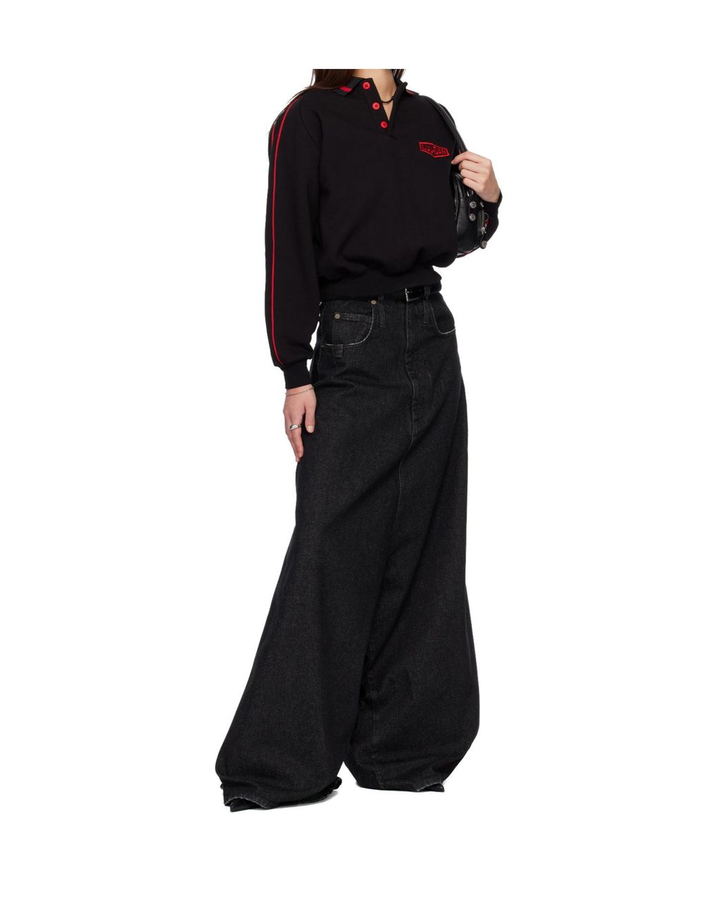 Lu'u Dan Black Pit Stop Long-Sleeve Polo Shirt for men