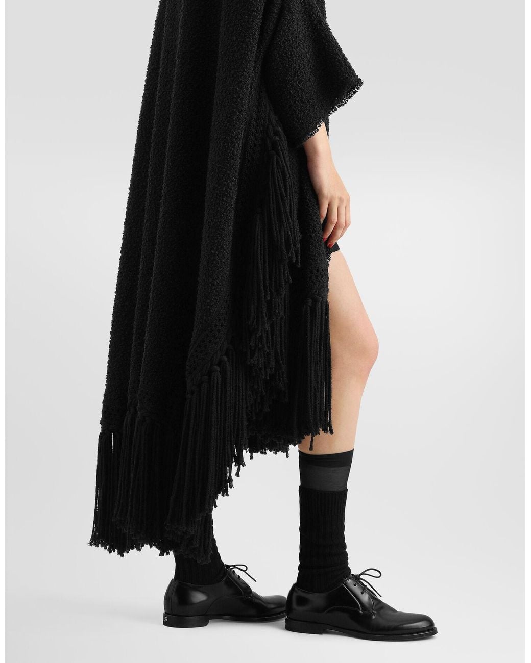Dolce & Gabbana Black Fringed-Edge Cape