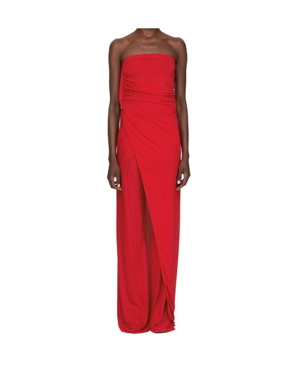 Rick Owens Red Draped Slit Top