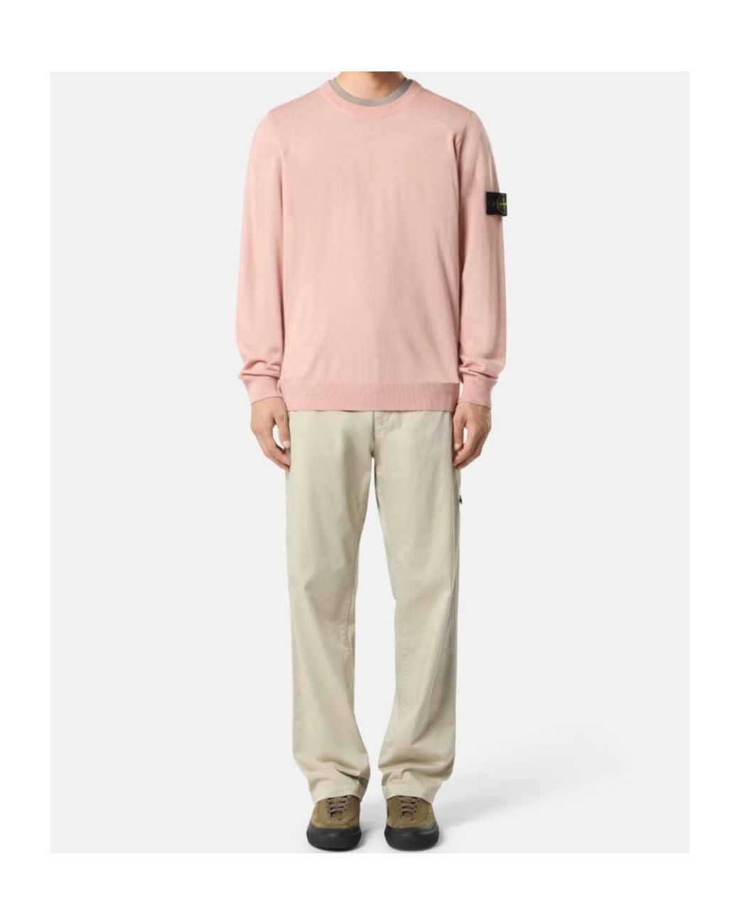 Stone Island Pink Badge Crewneck Knitted Sweater for men