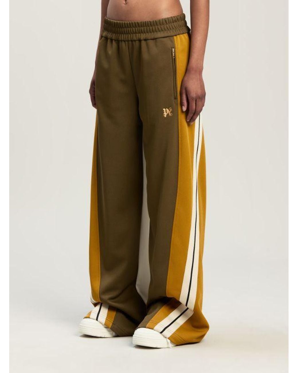 Palm Angels Multicolor Logo Embroidered Wide Leg Track Pants