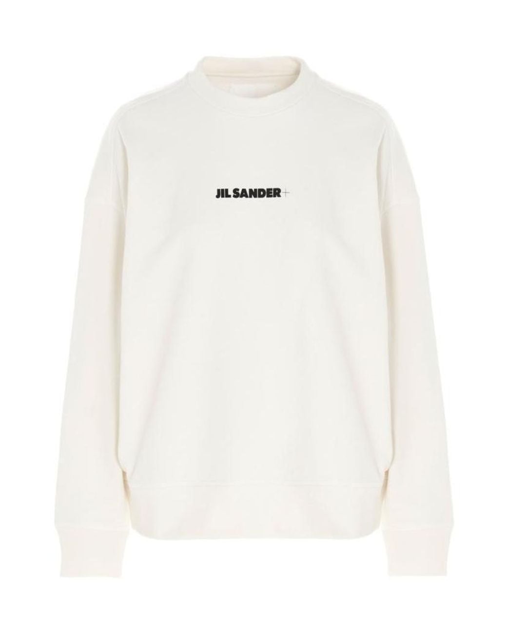 Jil Sander White Logo-Print Long-Sleeve Top