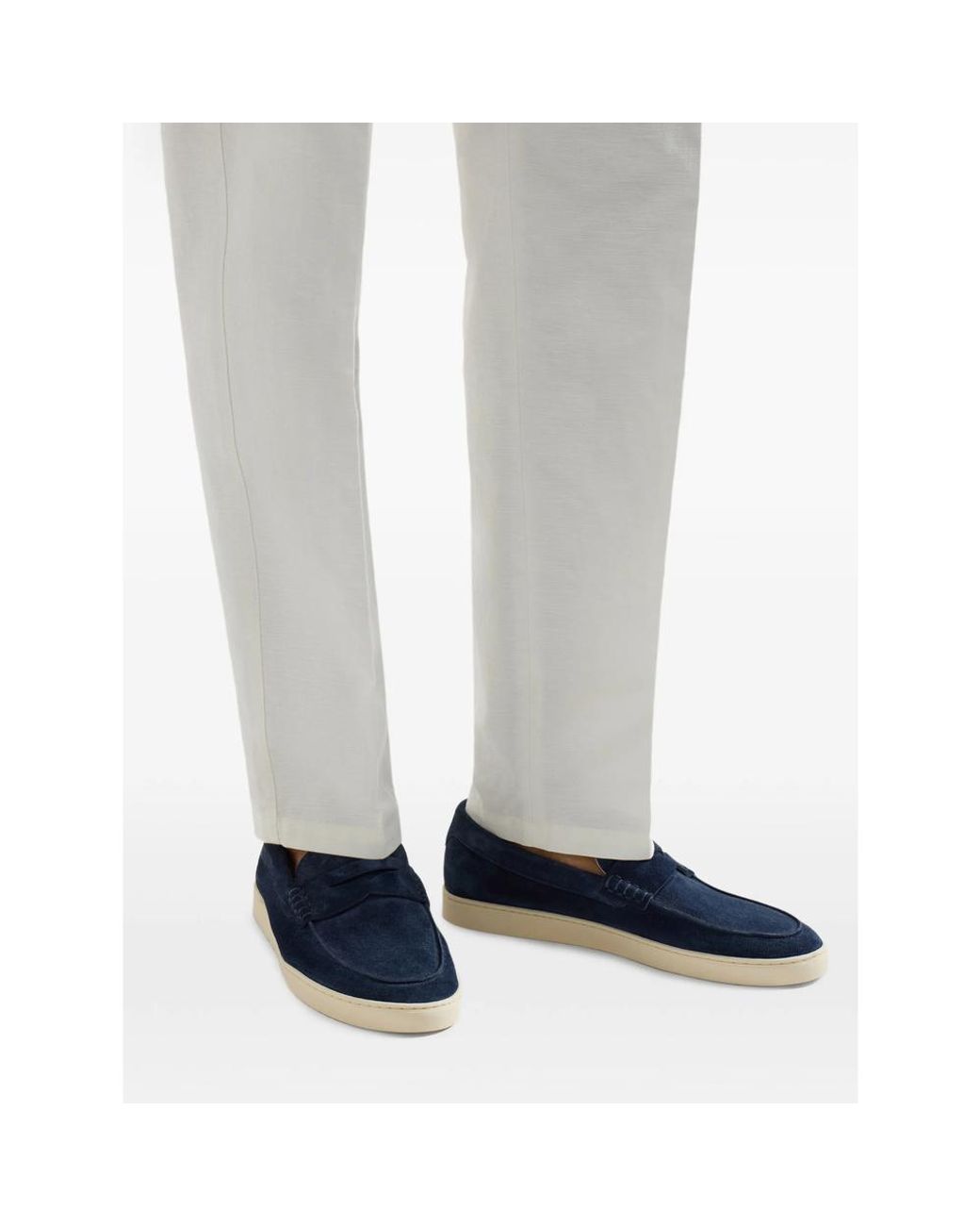 Brunello Cucinelli Blue Leather Loafers for men