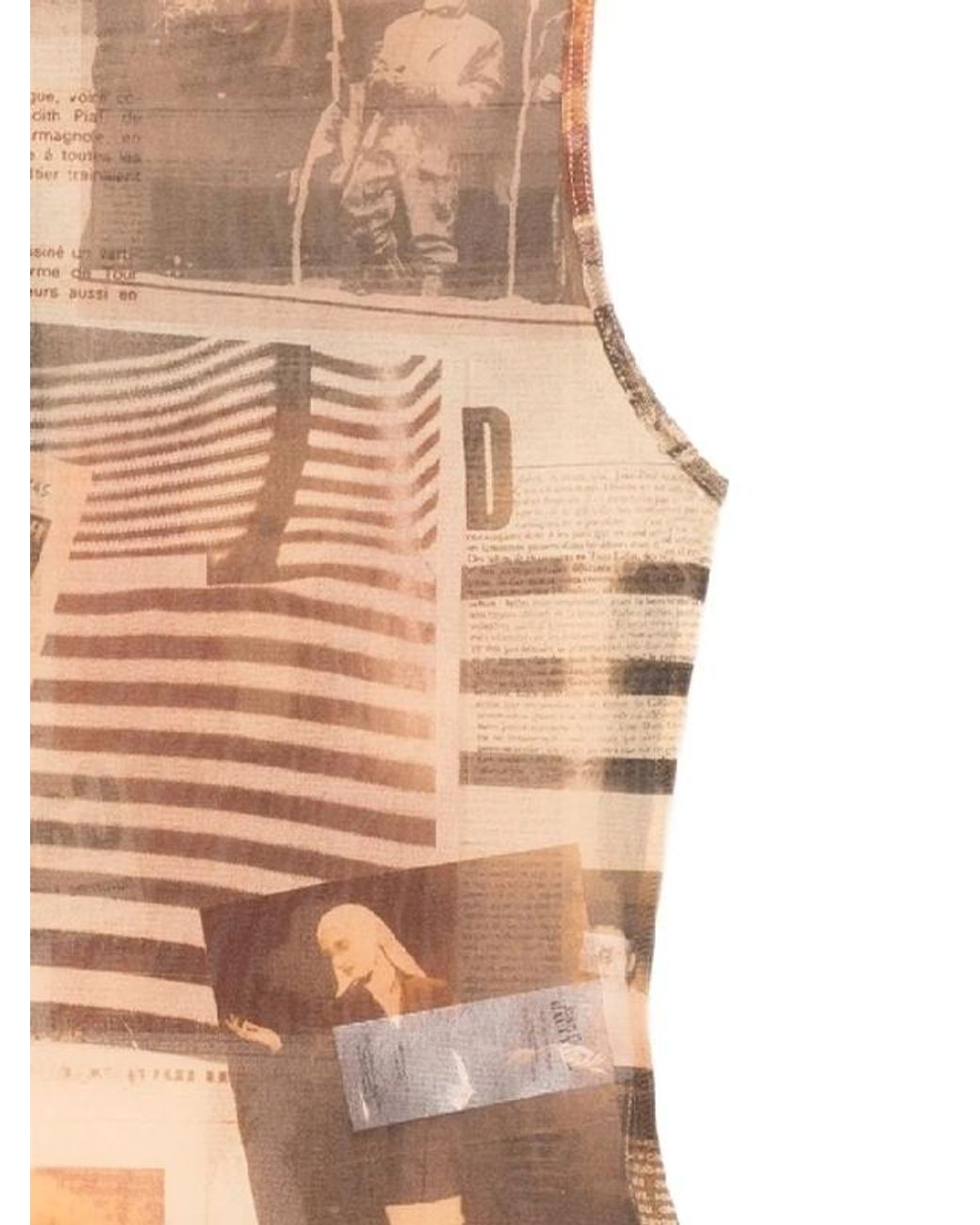 Jean Paul Gaultier Natural Printed Mesh Tank Top