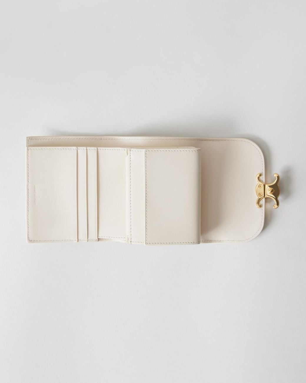 Céline White Small Flap Wallet Triomphe