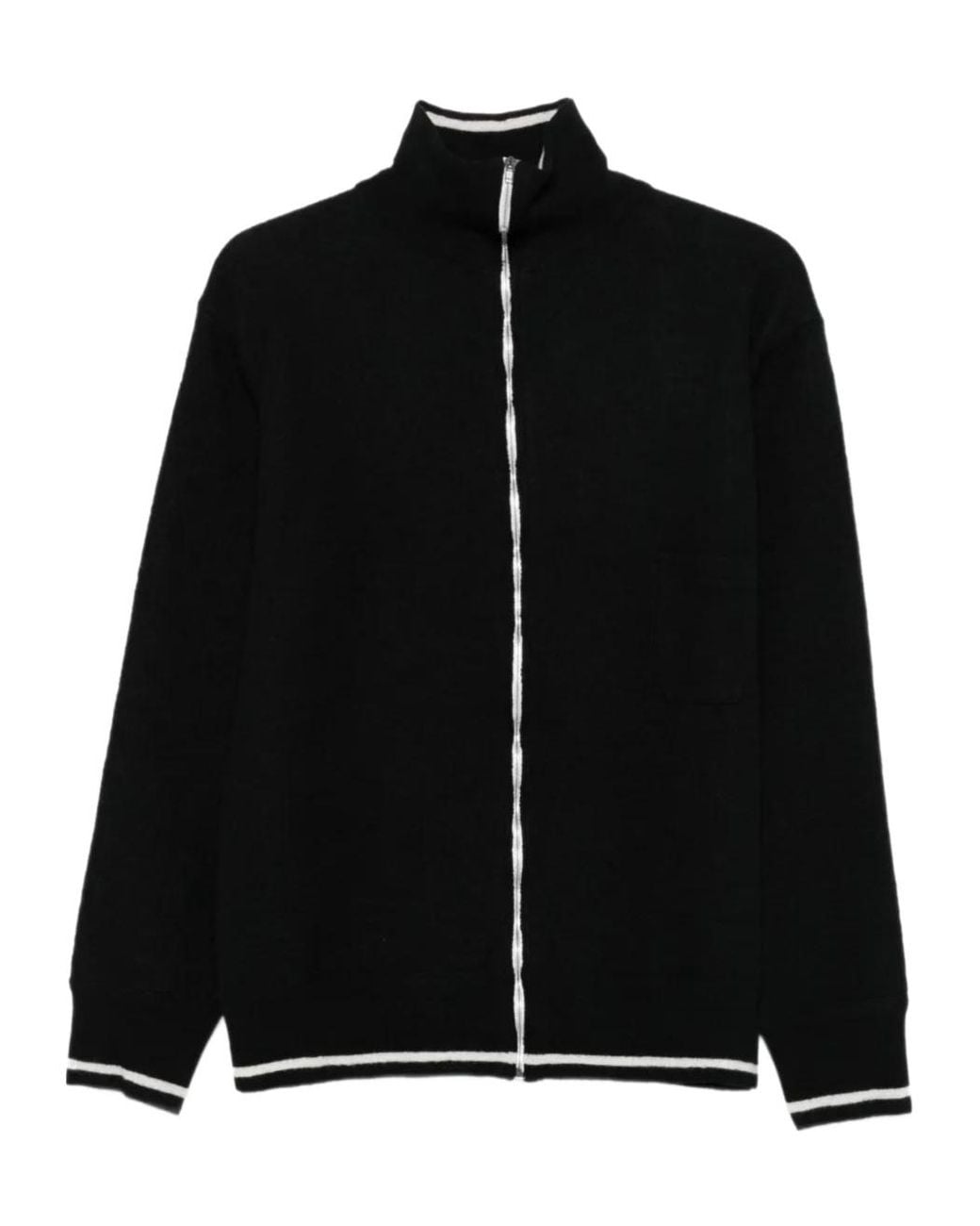 Maison Margiela Black Long Sleeve High-Neck Cardigan for men