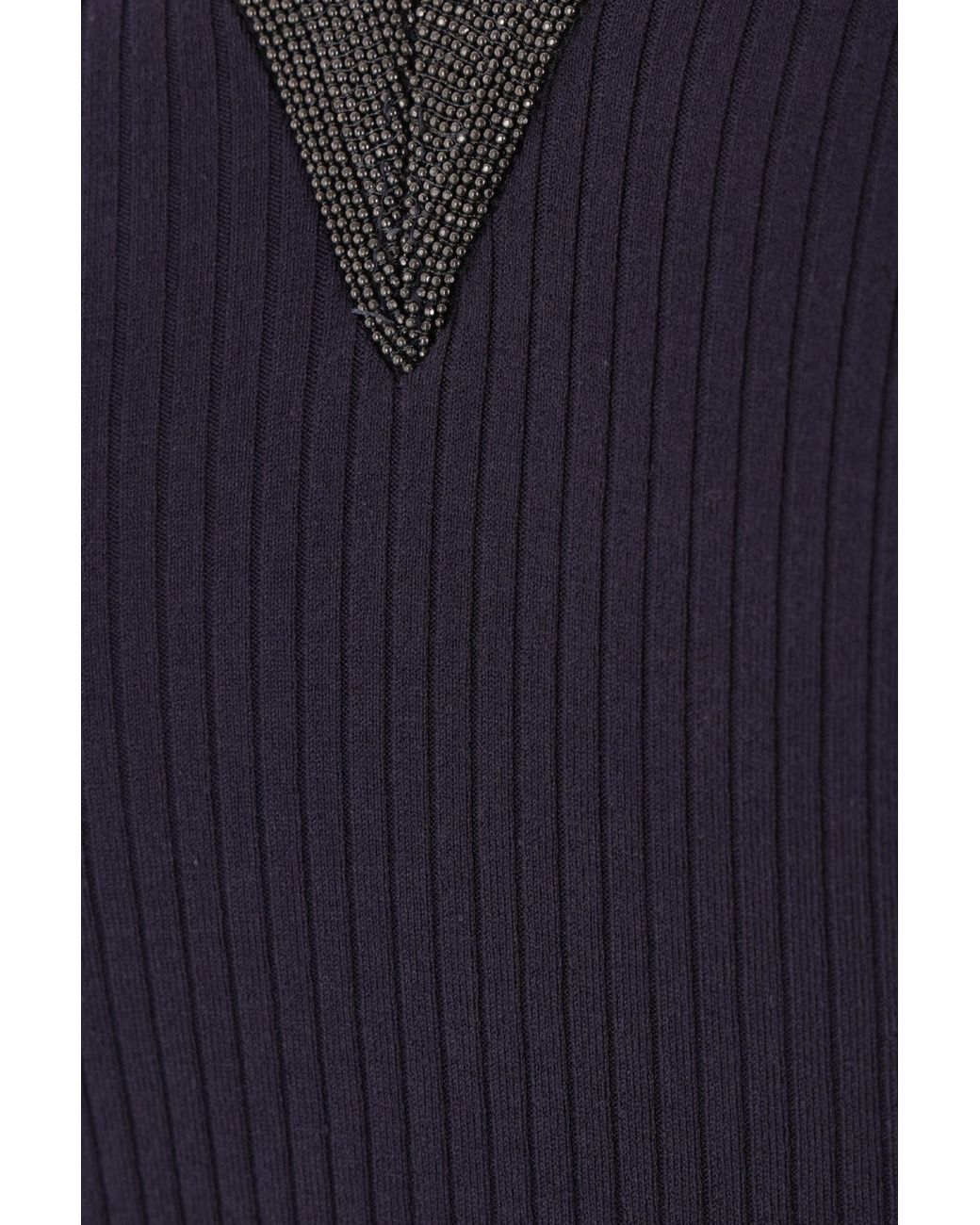 Brunello Cucinelli Blue V-Neck Sleeveless Ribbed Top