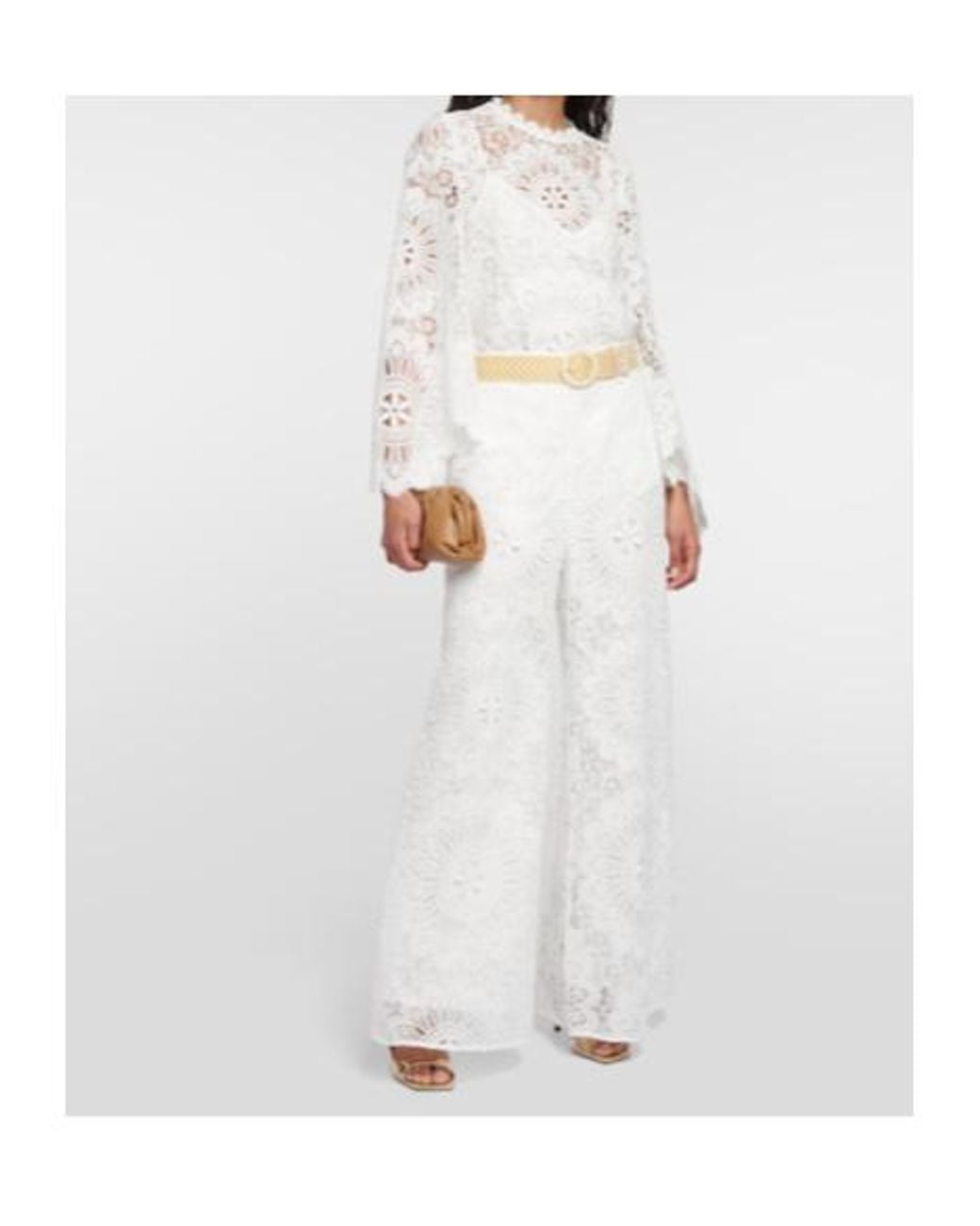 Zimmermann White High-Rise Guipure Lace Pants