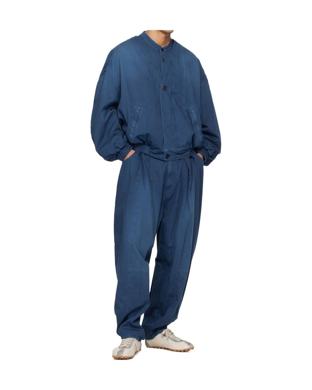 Hed Mayner Blue Pleated Jeans for men