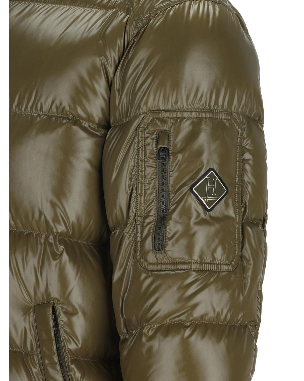 Herno Green Hooded Quilted Down Jacket for men