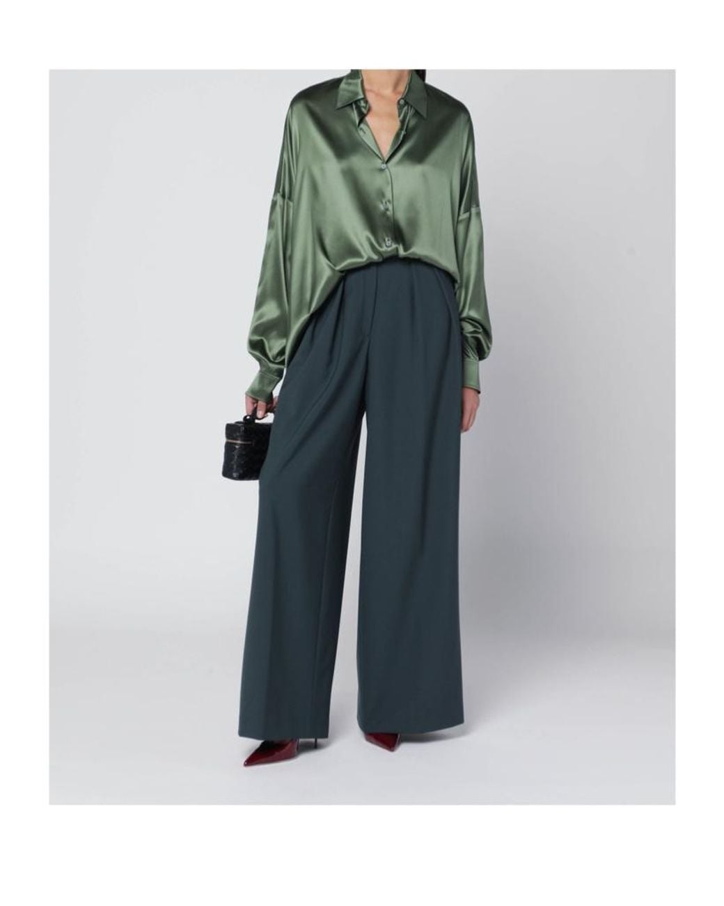 Dries Van Noten Blue Pleat Wide-Leg Pants