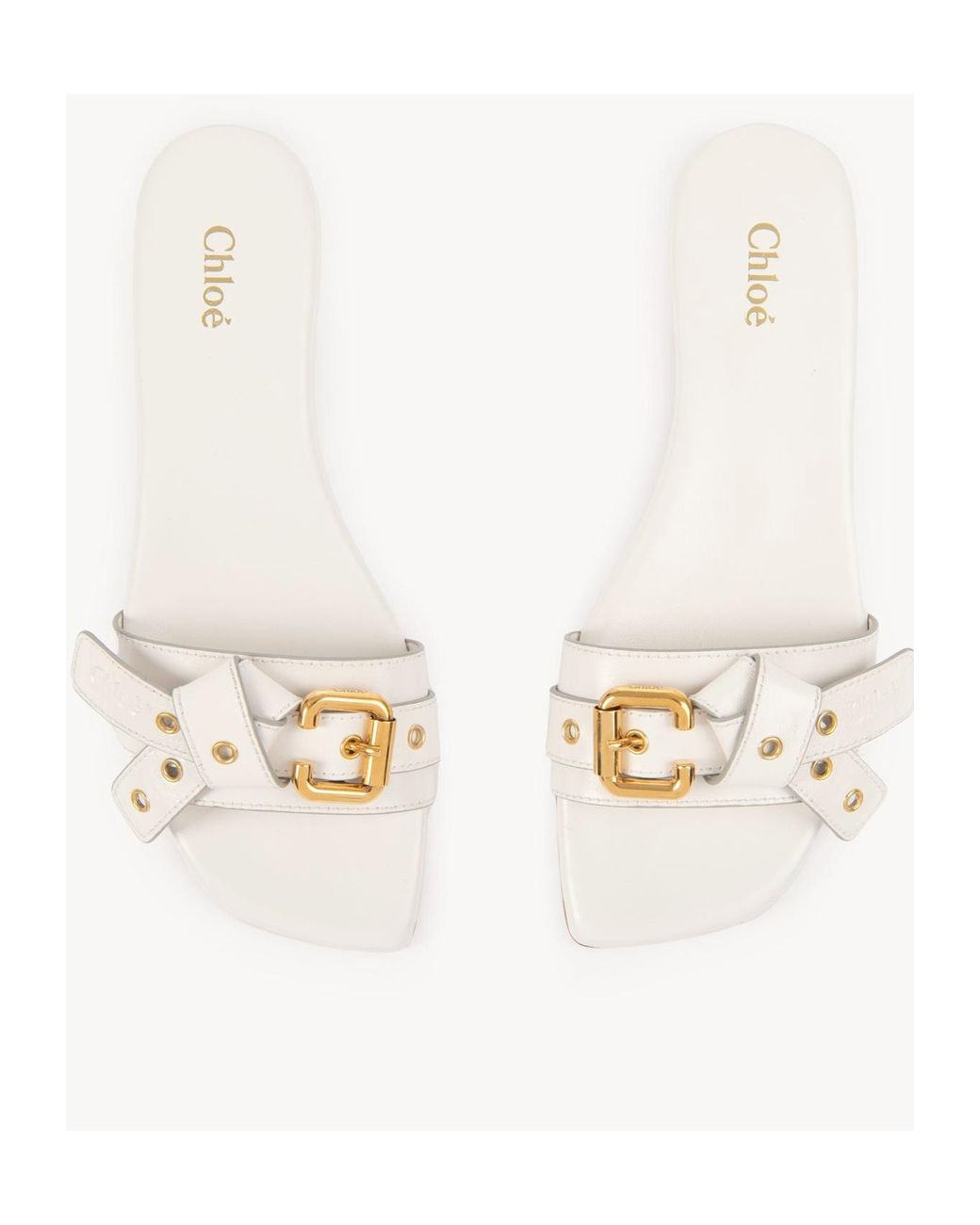 Chloé White Chloé Mae Knot-Detailed Slides
