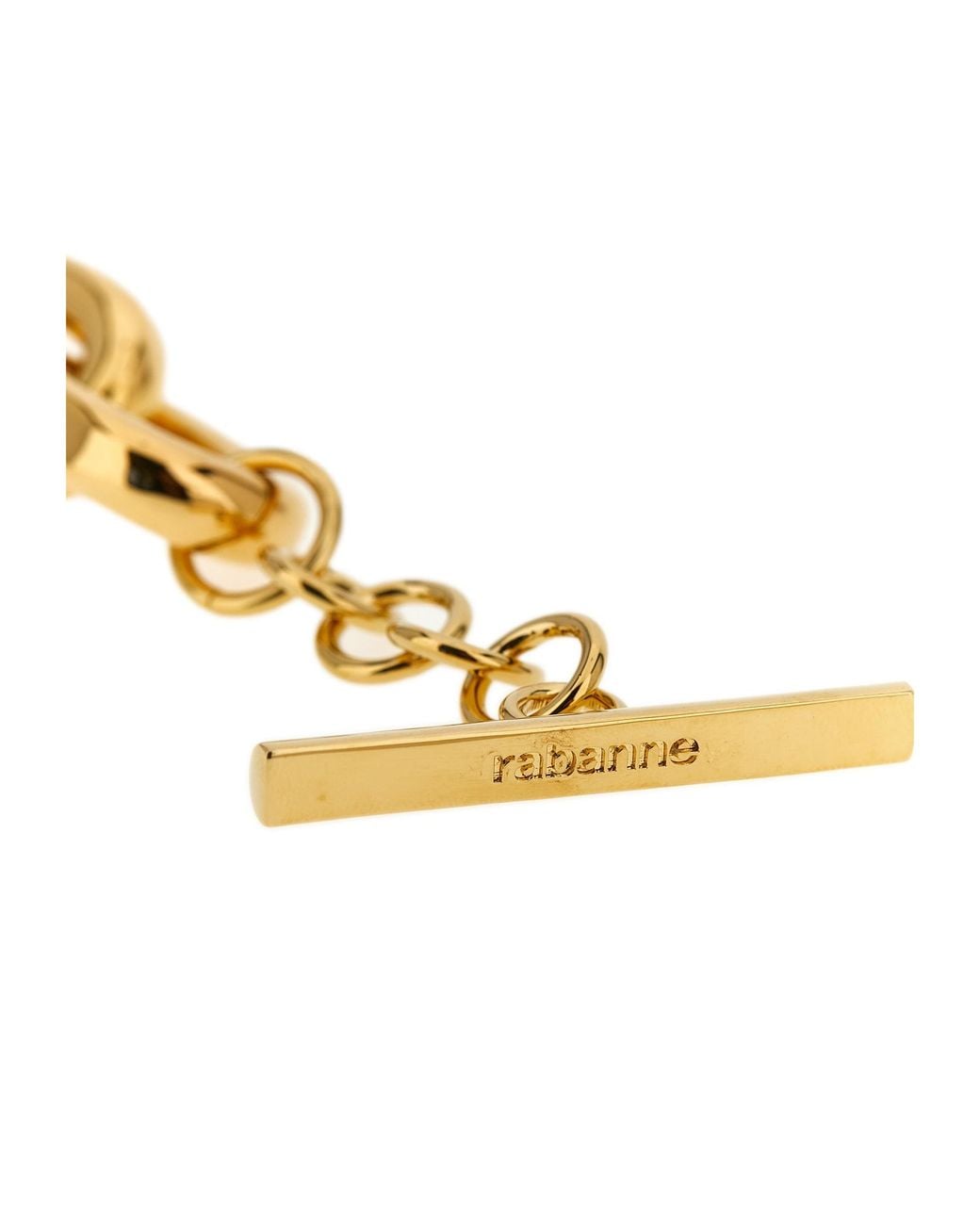 Rabanne Metallic Embellished Chained T-Bar Necklace