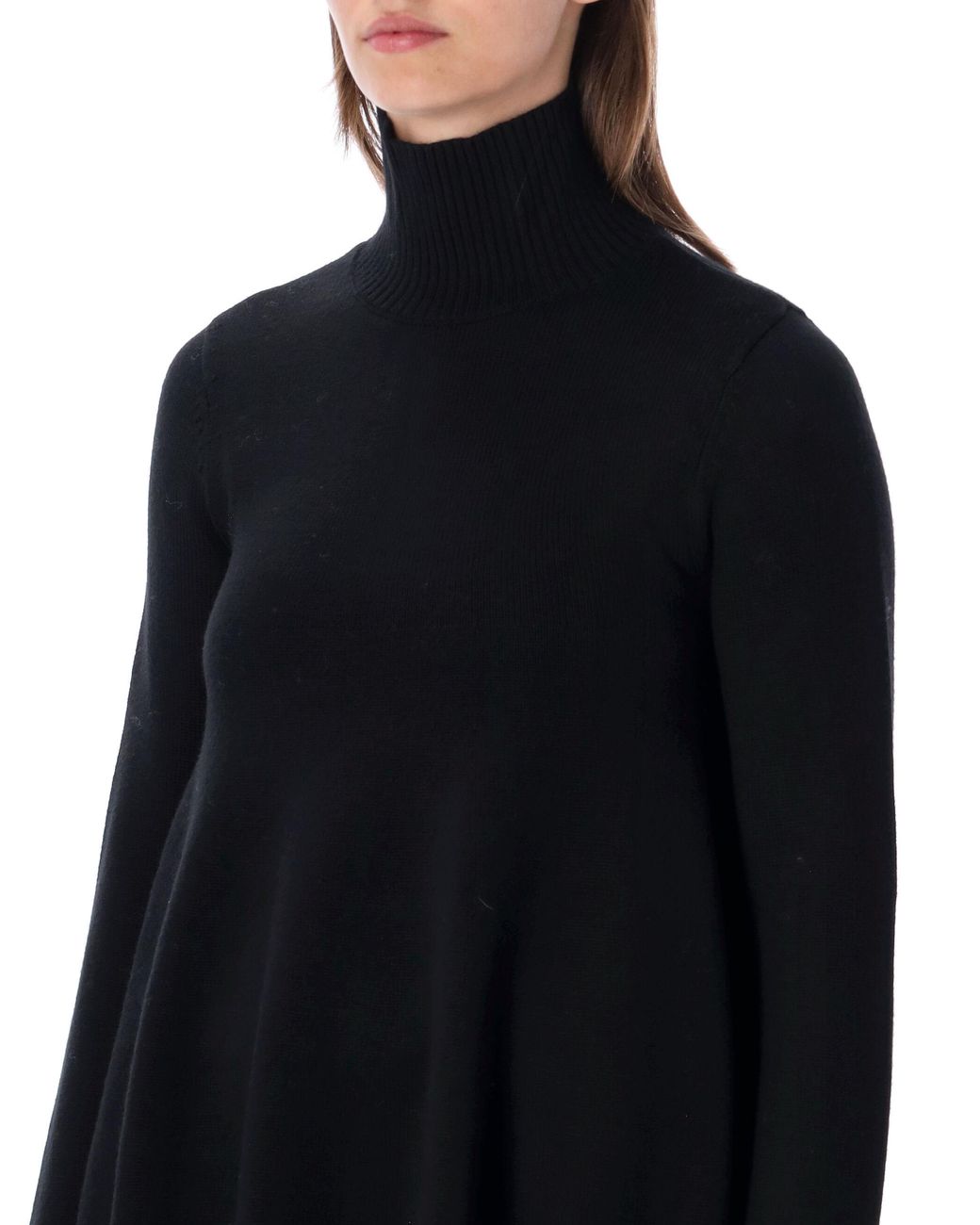Totême  Black Totême Ribbed High Neck Knitted Jumper