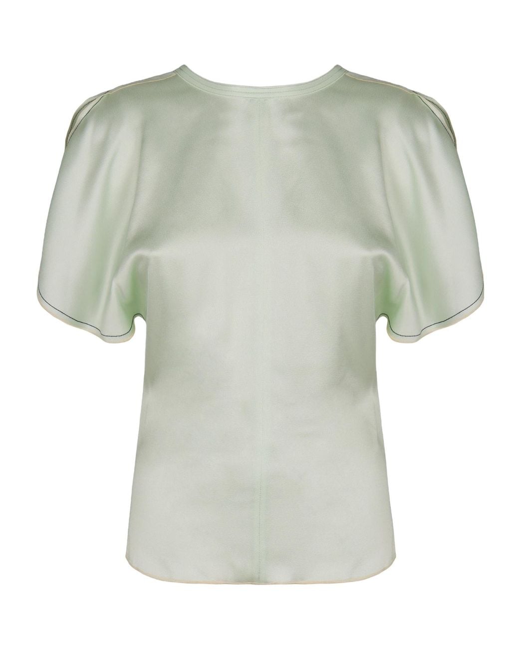 Victoria Beckham Green Draped Short-Sleeve Top