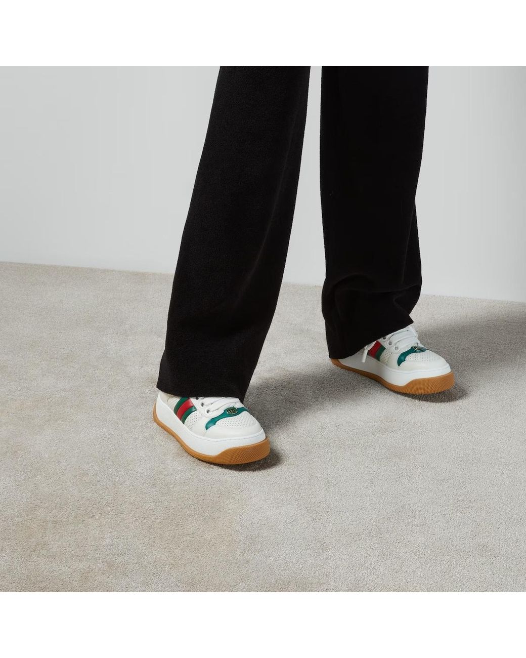 Gucci Blue Web Detailed Screener Sneakers