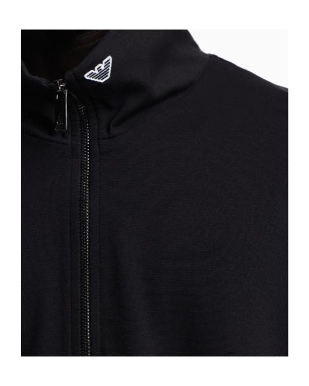 Emporio Armani Blue Zip Detailed High Neck Sweatshirt for men